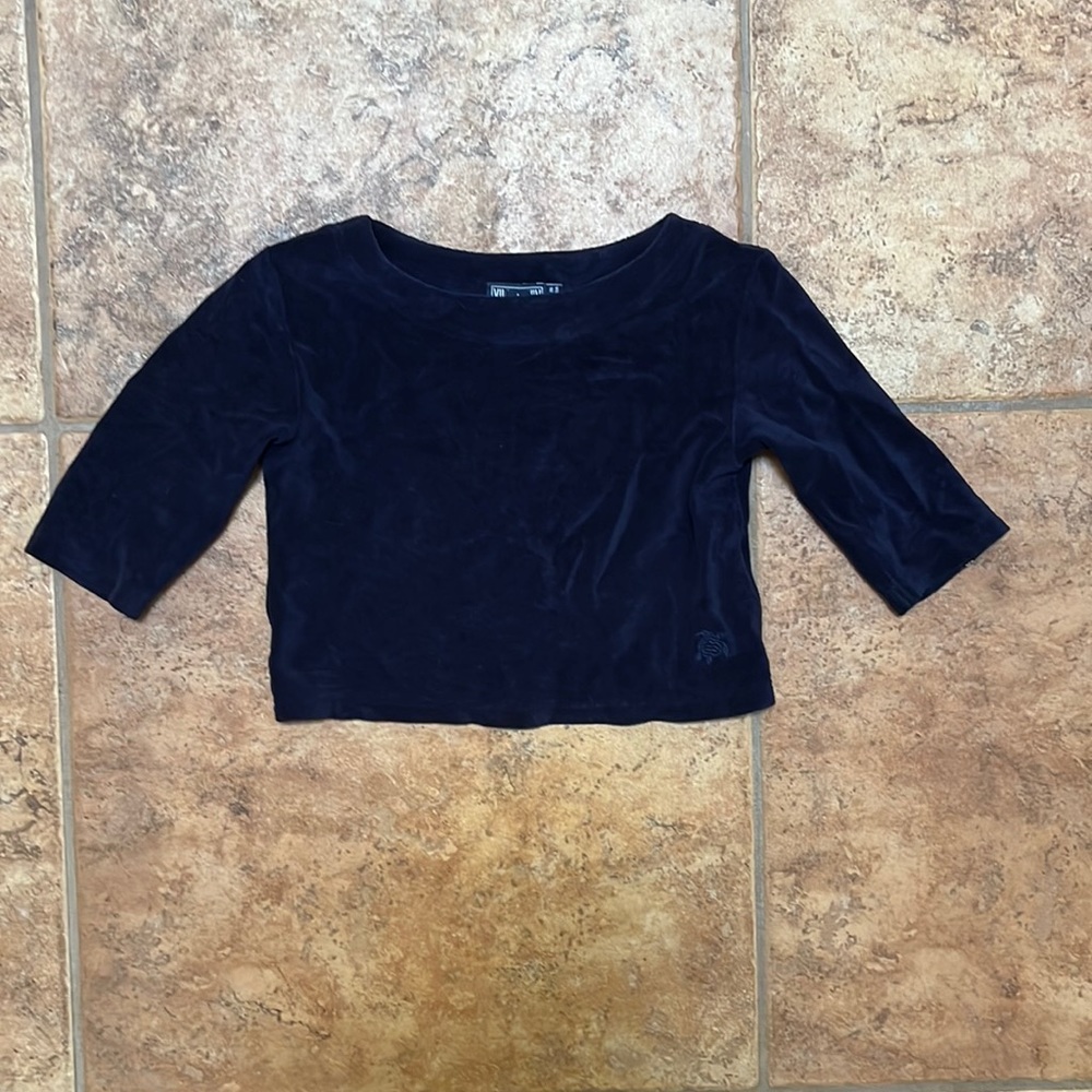 NWT vilebrequin navy crop l/s shirt, 4T